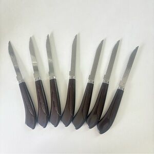 Lot of 7 Ginsu Steak Knives 70s 80s Sharp Light 4” Blade 8” Full Made In USA
